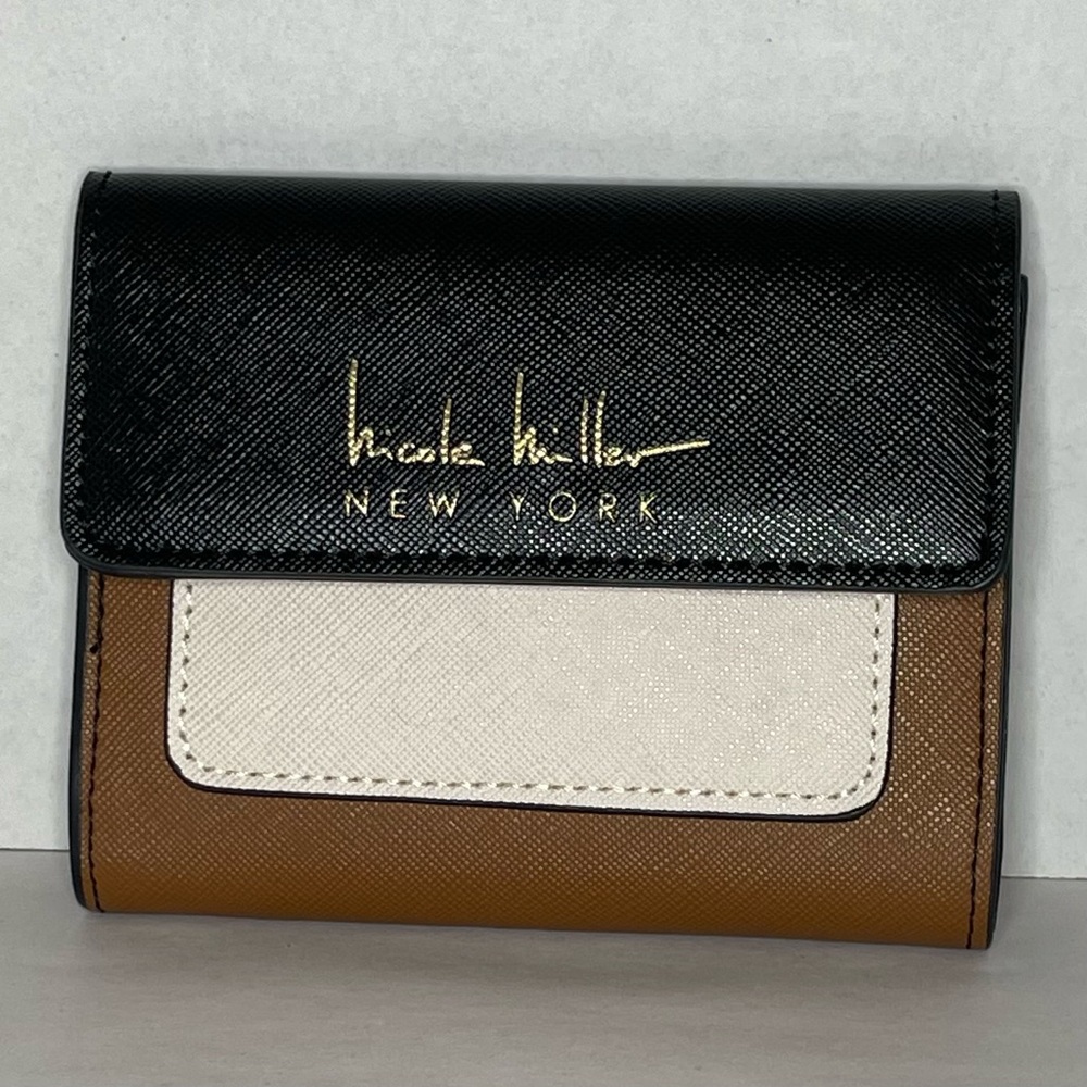 Nicole Miller Black, Brown, and Cream Wallet